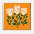 Obraz w ramie 80x80 - Kolorowe Impresje - abstrakcyjna kwiatowa kompozycja, żółte mocne tło - rama drewno