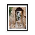 Plakat w ramie 40x50 - Klimatyczna Uliczka w Grecji - uliczka, Grecja - rama czarna