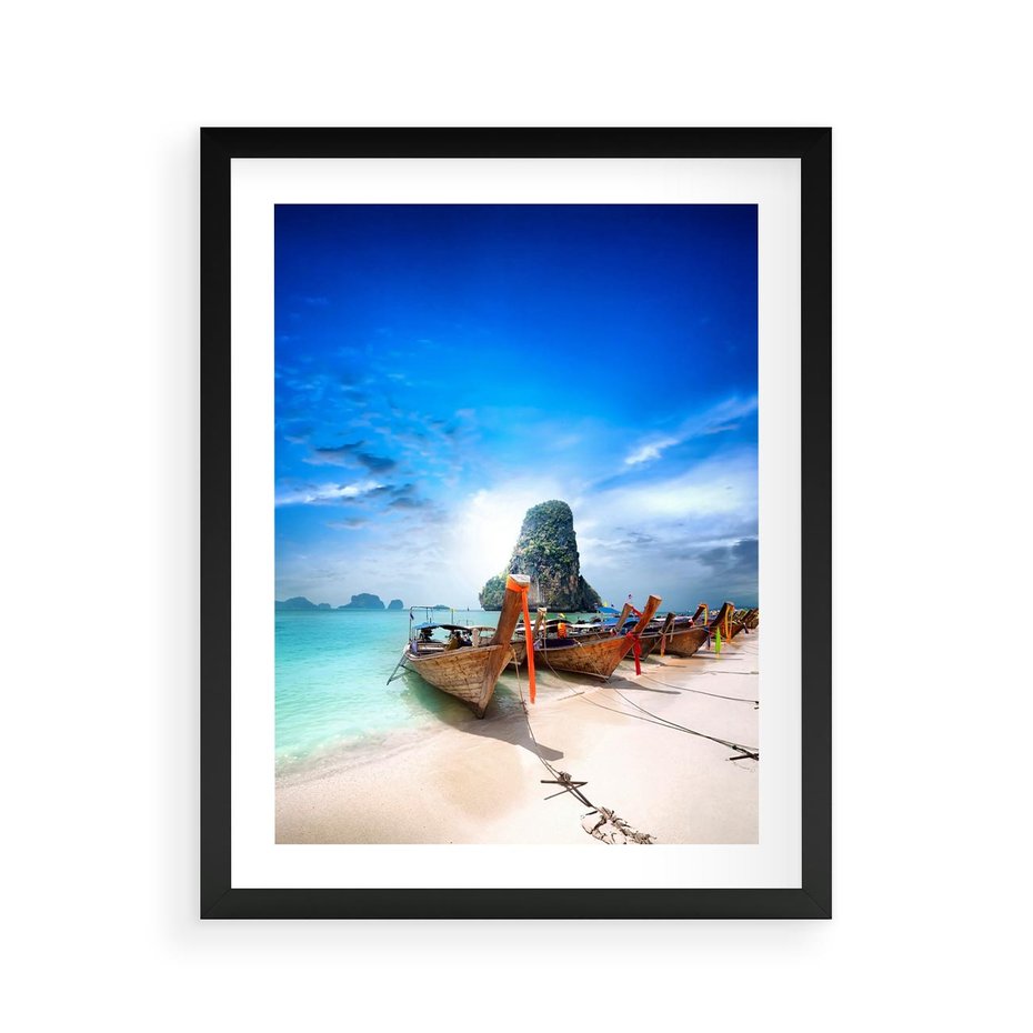 Plakat w ramie 40x50 - Morze na Łodzi - morze, łódź - rama czarna