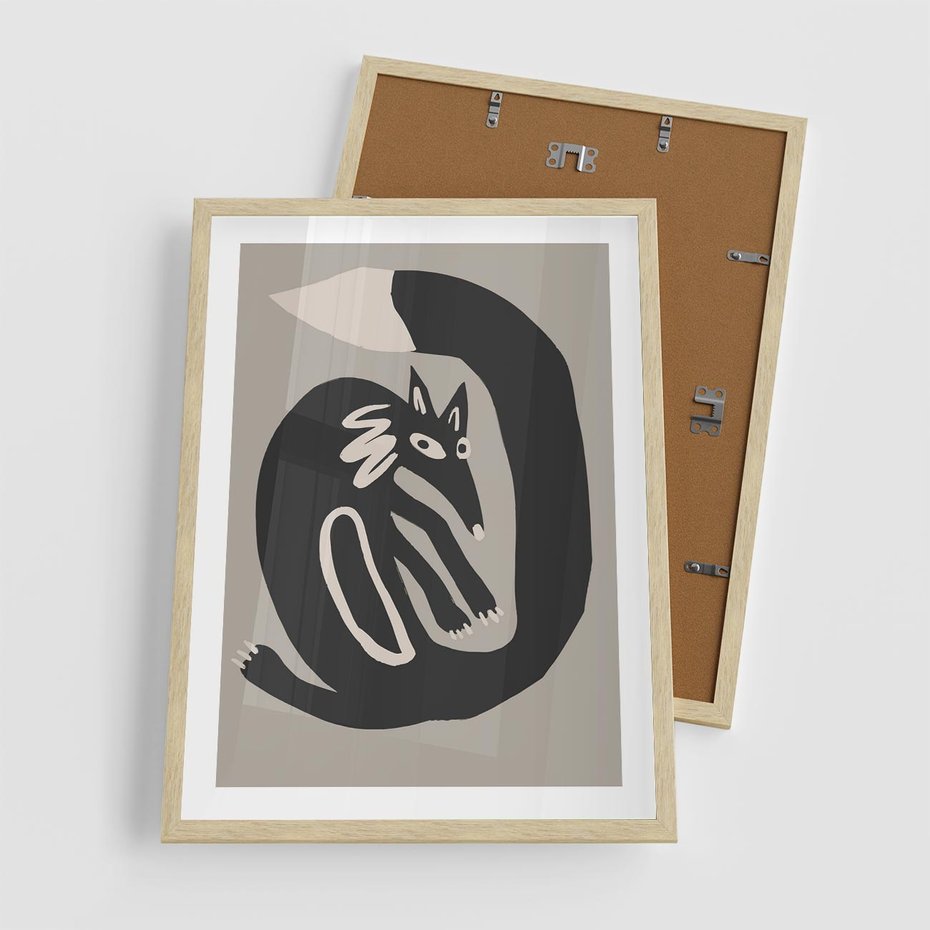 Plakat w ramie 50x70 - Migotliwe Echa Skandynawii - skandynawska sztuka, lis - rama drewno