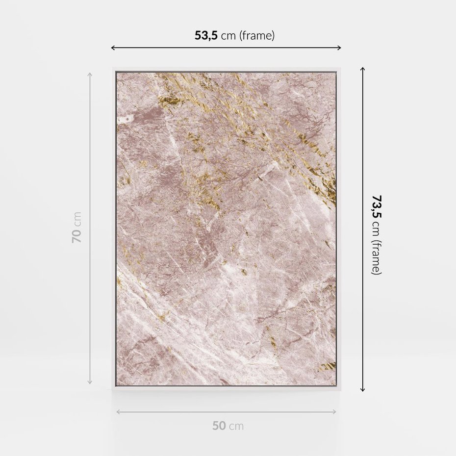 Obraz w ramie 50x70 - Wyjątkowa Stylizacja - marmur, złoto - rama biała