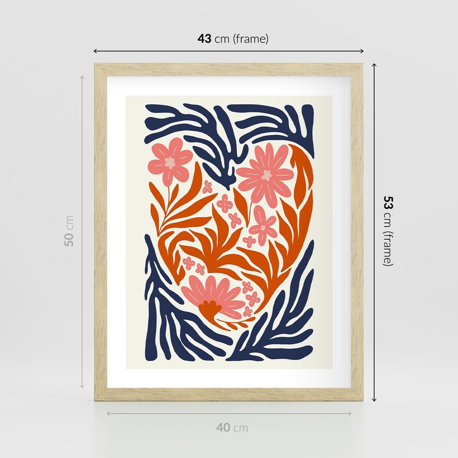 Plakat w ramie 40x50 - Kwiatami Splecione - kwiaty, nowoczesny plakat - rama drewno