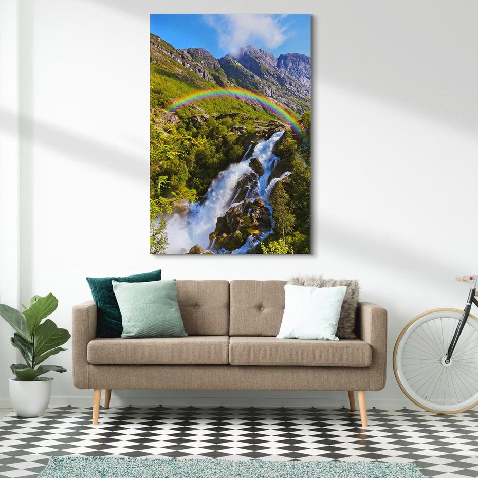 Obraz na płótnie 80x120 - Tęczowe góry - harmonia kolorów - tęcza, góry