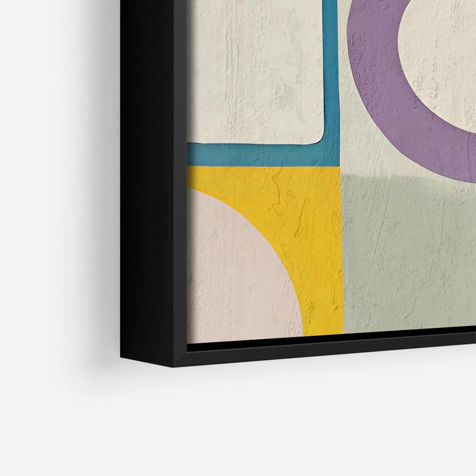 Obraz w ramie 50x50 - Taniec Kształtów Emocji - abstrakcyjne geometryczne kształty, olejny obraz - rama czarna