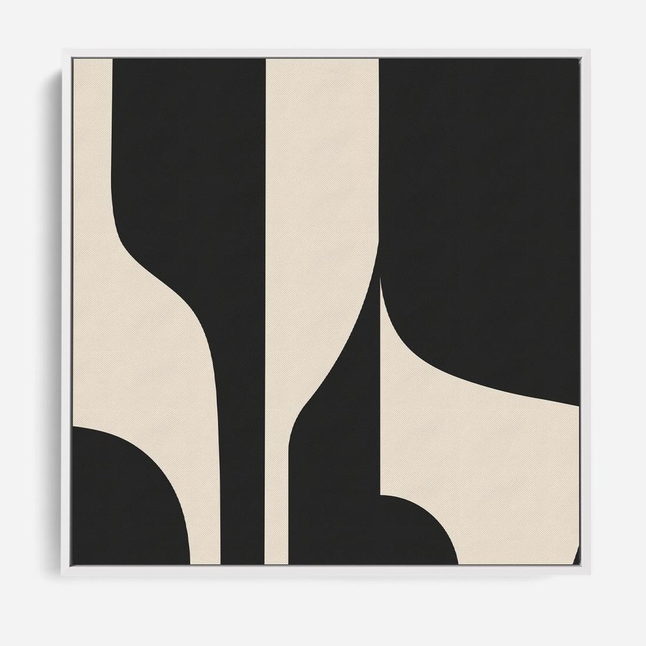 Obraz w ramie 80x80 - Abstrakcyjne Linie - boho plakat, rycina - rama biała