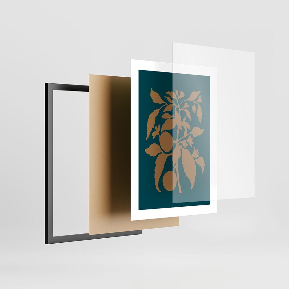 Plakat w ramie 30x40 - Boho Ekspresja Emocji - abstrakcyjna boho grafika, ciemne zielone tłó - rama czarna