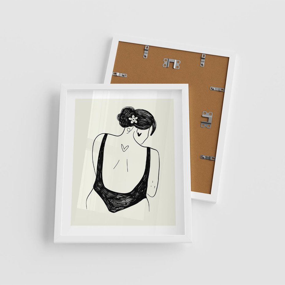 Plakat w ramie 40x50 - Echa Piękna - piękno kobiecego ciała, kobieta - rama biała