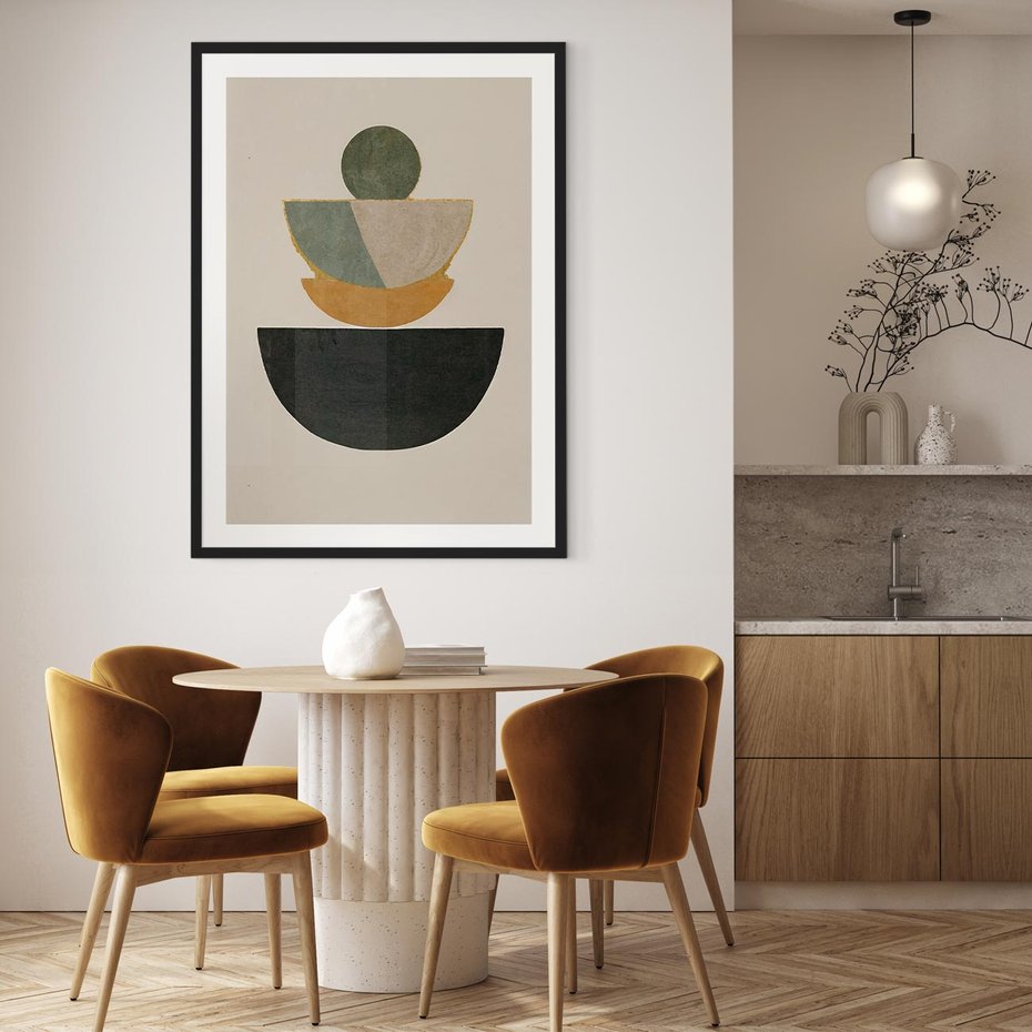 Plakat w ramie 40x50 - Podróżne Refleksyjne Odbicia - abstrakcyjny obraz, kolory ciepłe - rama czarna