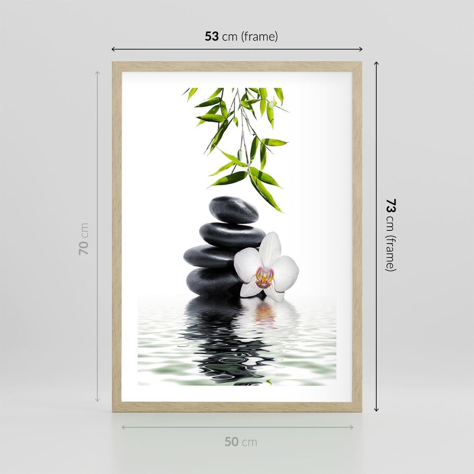 Plakat w ramie 50x70 - Orchidea w Spa - spa, orchidea - rama drewno