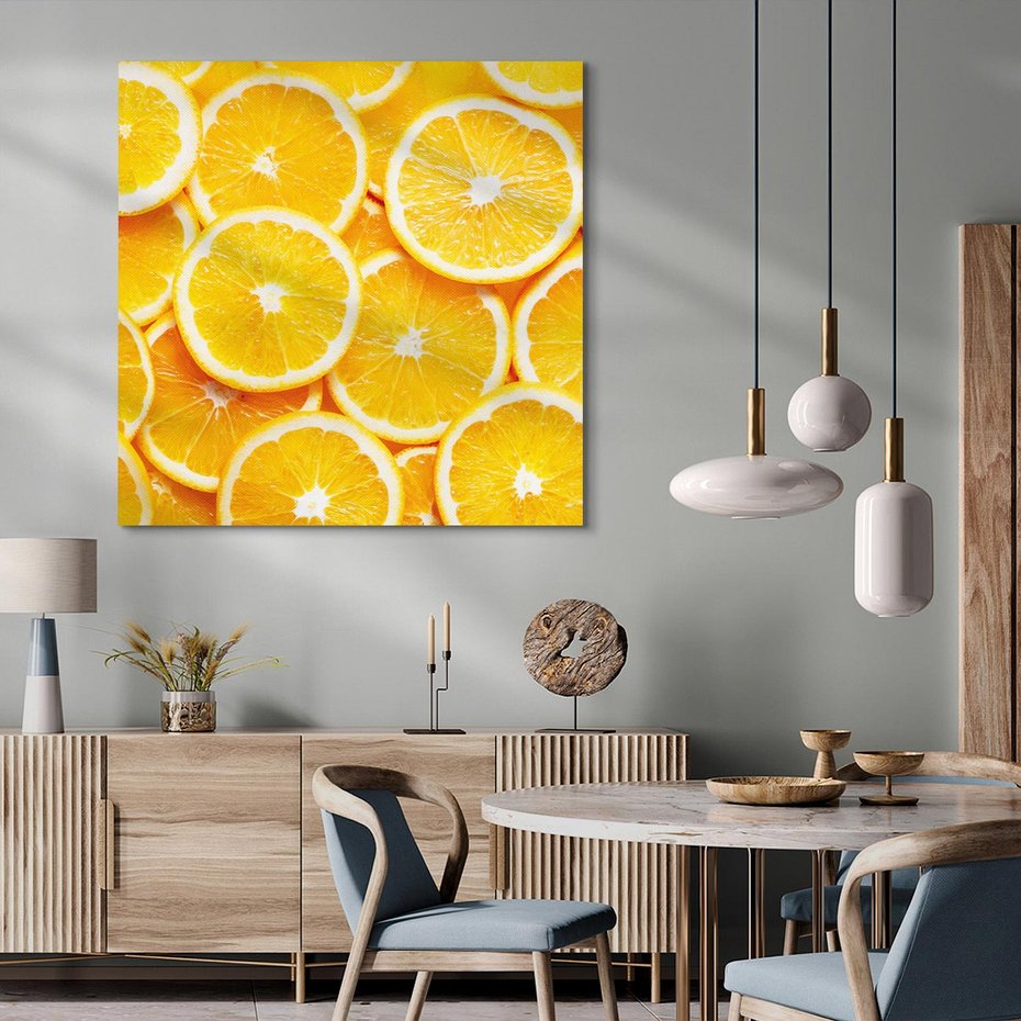 Obraz na płótnie 70x70 - Wyrazista moc pomarańczy - pomarańcze, owoce