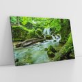 Obraz na płótnie 120x80 - Las przy rzece: potężny wodospad - las, rzeka
