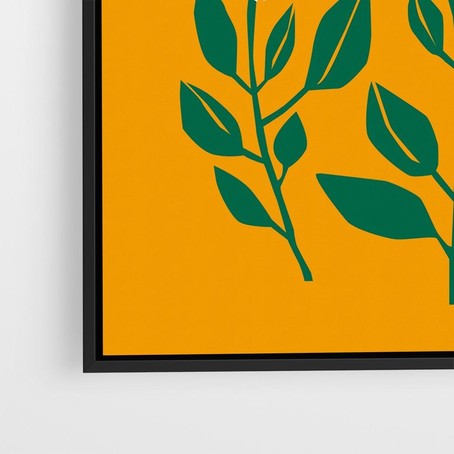 Obraz w ramie 50x50 - Kolorowe Impresje - abstrakcyjna kwiatowa kompozycja, żółte mocne tło - rama czarna