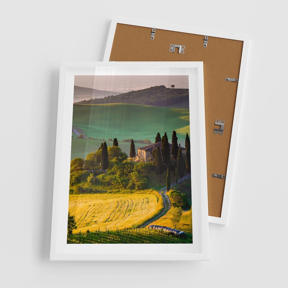 Plakat w ramie 50x70 - Pejzaż w perspektywie - pejzaż, perspektywa - rama biała