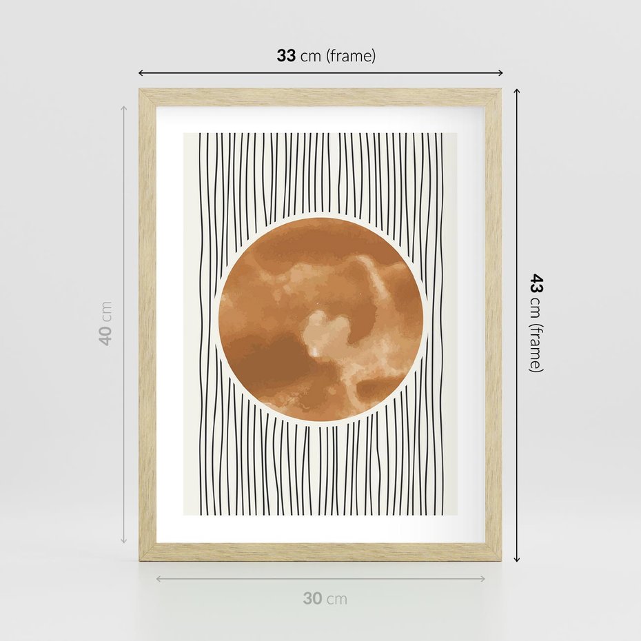 Plakat w ramie 30x40 - Eteryczne Krągłe Echa - boho obraz, geometria - rama drewno