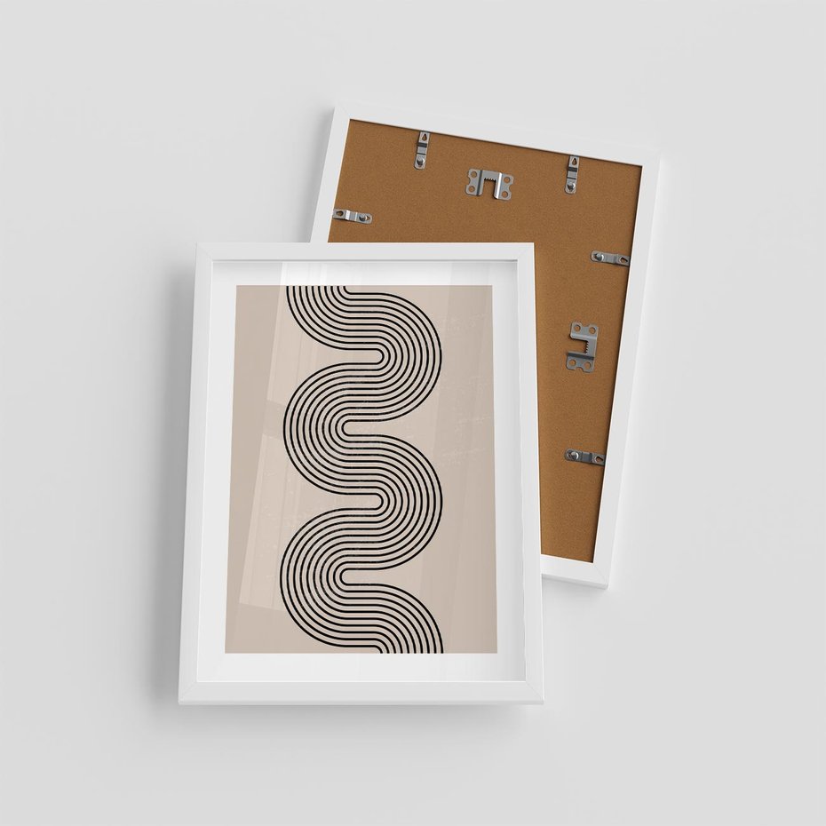 Plakat w ramie 30x40 - Bezgraniczne Odbicia - abstrakcyjne linie, geometria - rama biała