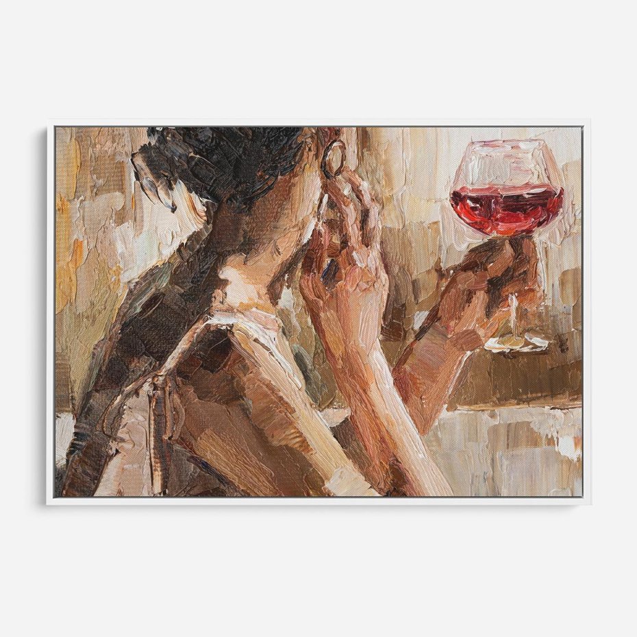 Obraz w ramie 100x70 - Wibracje - portret, kobieta - rama biała