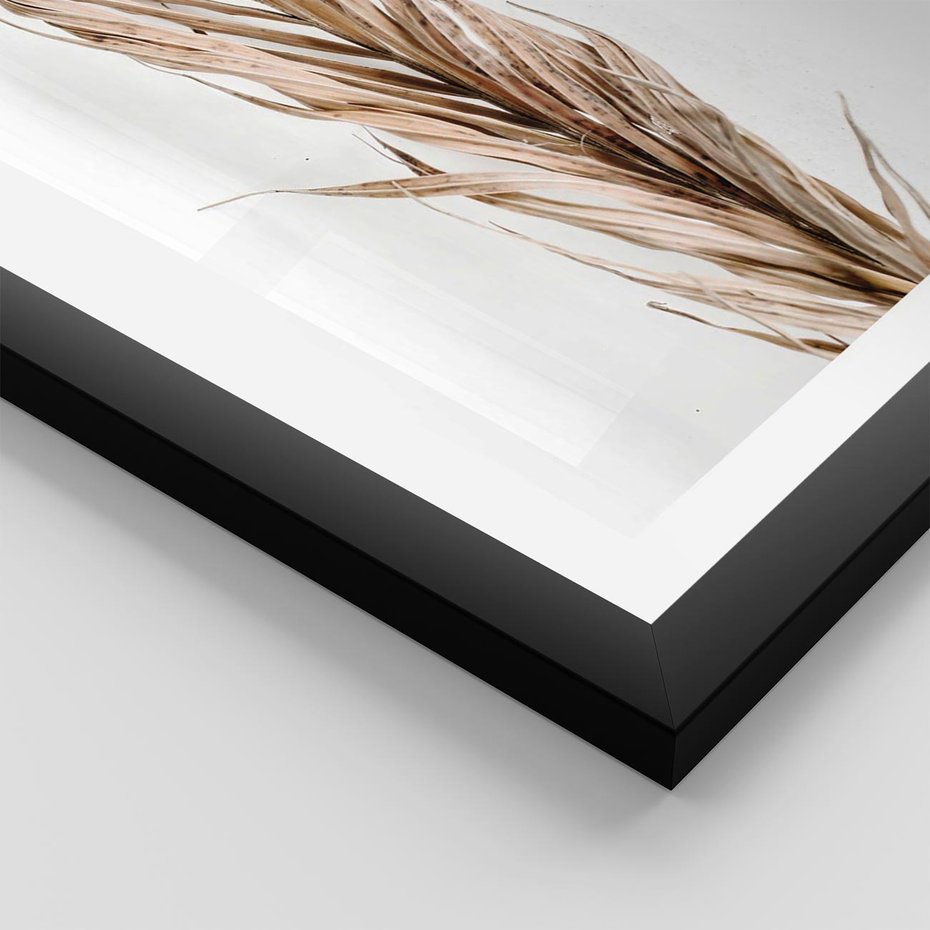 Plakat w ramie 30x40 - Minimalizm Palmowy: Sucha Uroda - sucha palma, minimalizm - rama czarna