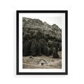 Plakat w ramie 40x50 - Dom w Odcieniach Natury - domek w górach, góry - rama czarna