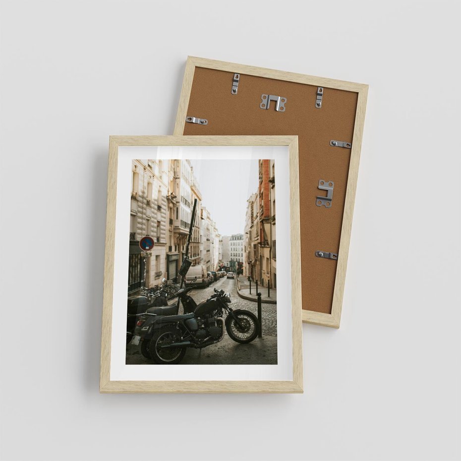 Plakat w ramie 30x40 - Ducha Przygody - motor, uliczka - rama drewno