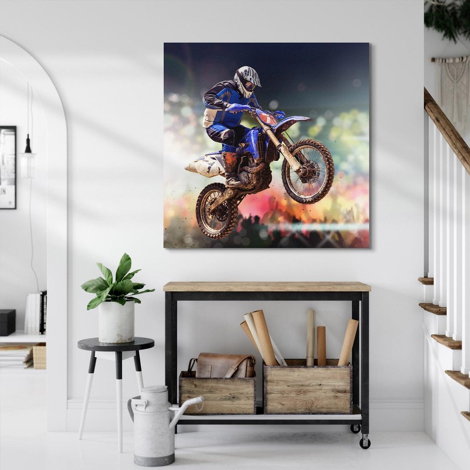 Obraz na płótnie 50x50 - Adrenalina na motocyklu cross - motocykl, cross