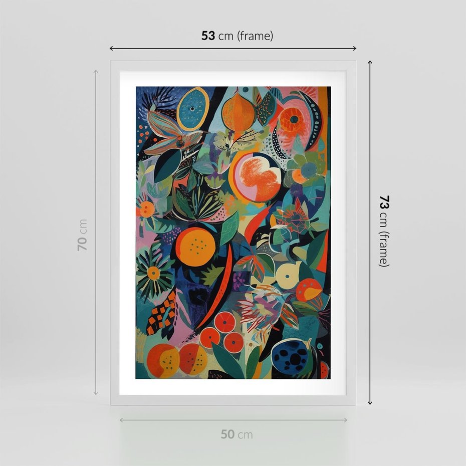 Plakat w ramie 50x70 - Echa Nietuzinkowych Wzorców - abstrakcyjny obraz olejny, jak picasso - rama biała