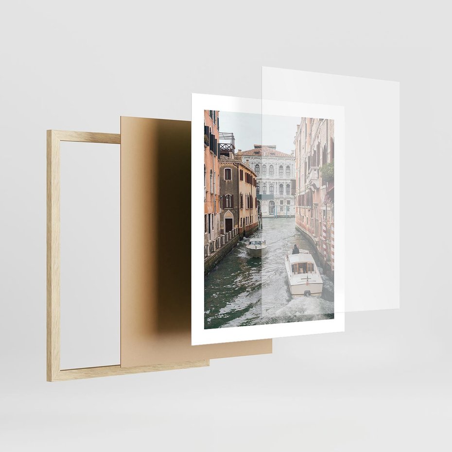 Plakat w ramie 40x50 - Wenecja na Twojej Ścianie - wenecja, kanały - rama drewno