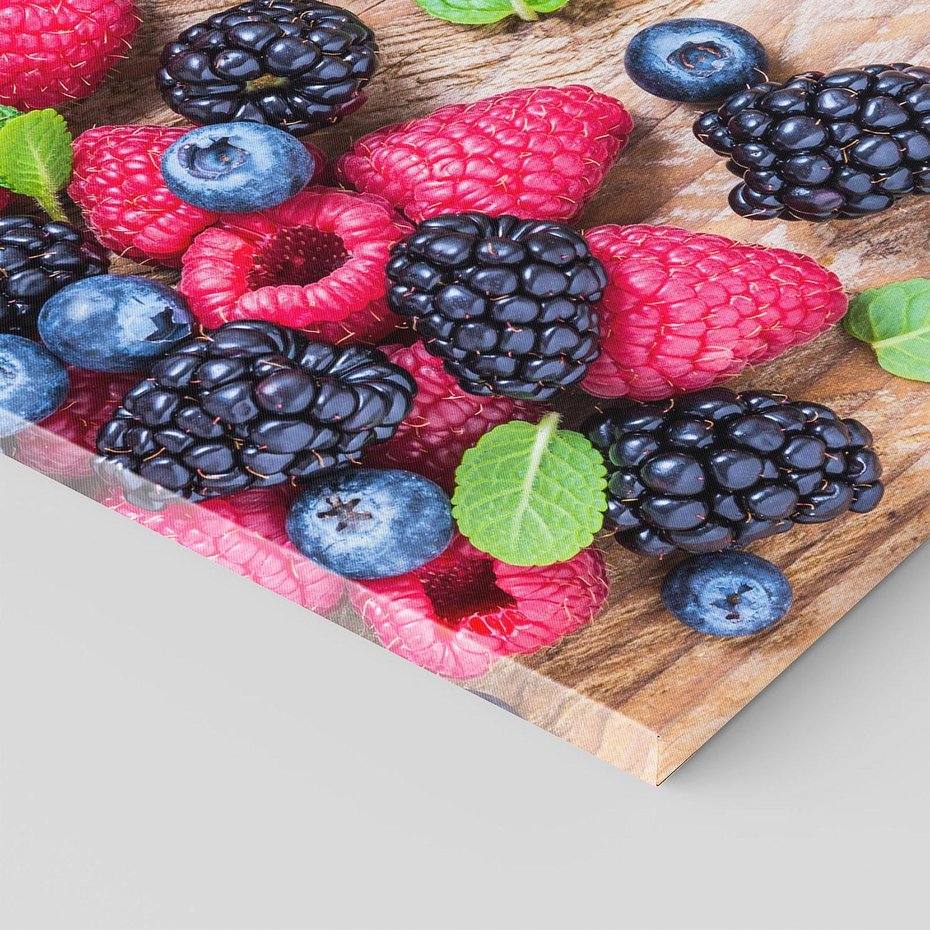 Obraz na płótnie 30x30 - Smak malin i borówek - owoce, leśne