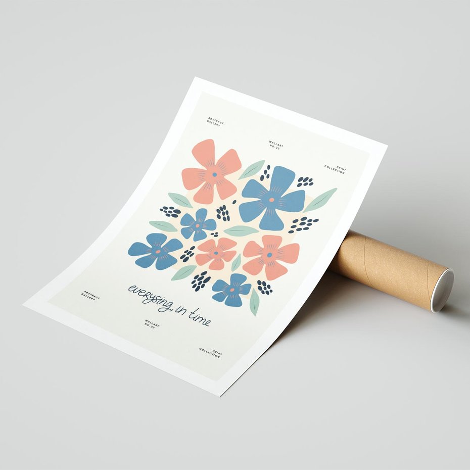 Plakat bez ramy 21x30 - Kształtując Marzenia - kwiaty, nowoczesna abstrakcja