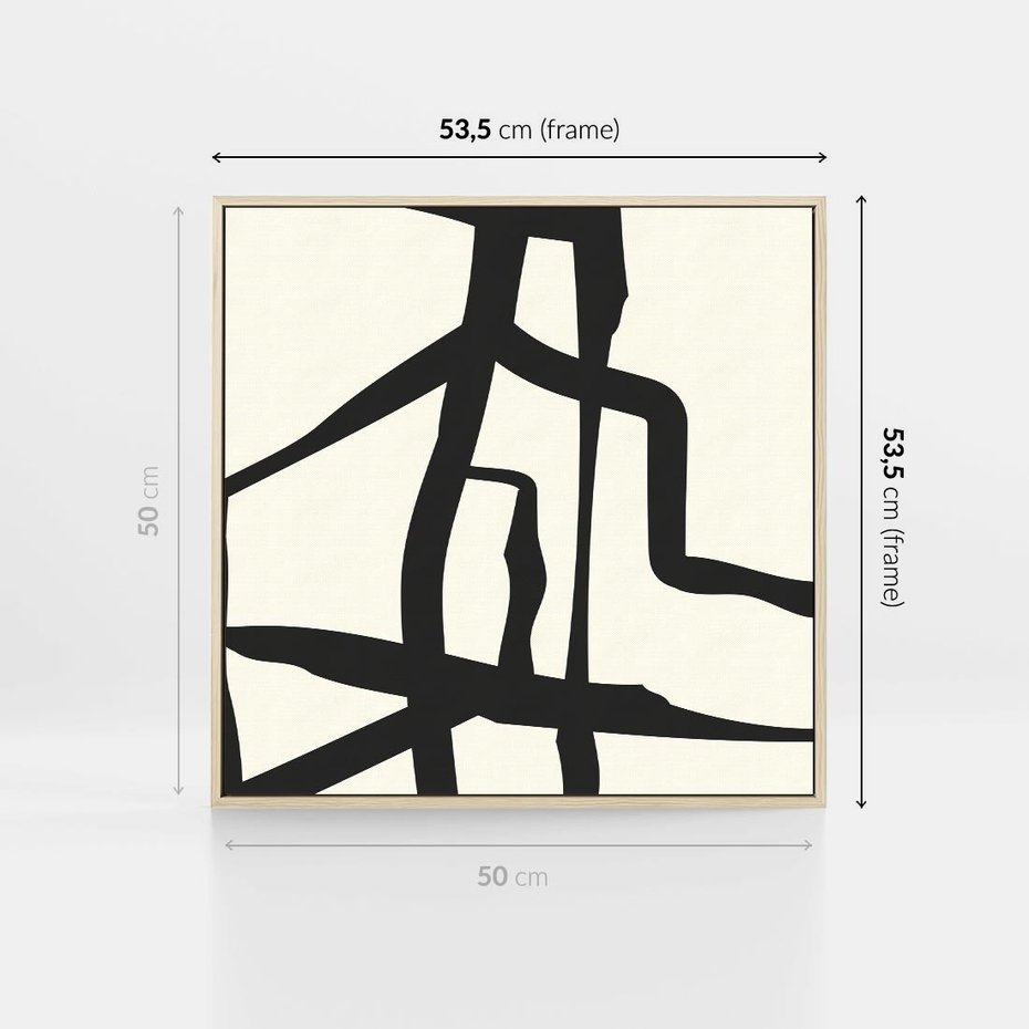Obraz w ramie 50x50 - Impresje Wymiaru - linie, abstrakcja - rama drewno