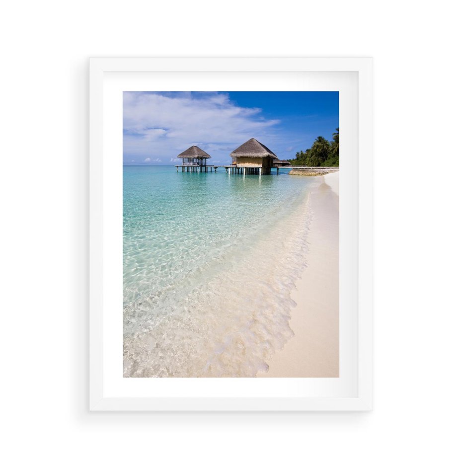 Plakat w ramie 40x50 - Rajski klimat plaży tropikalnej - plaża, tropiki - rama biała