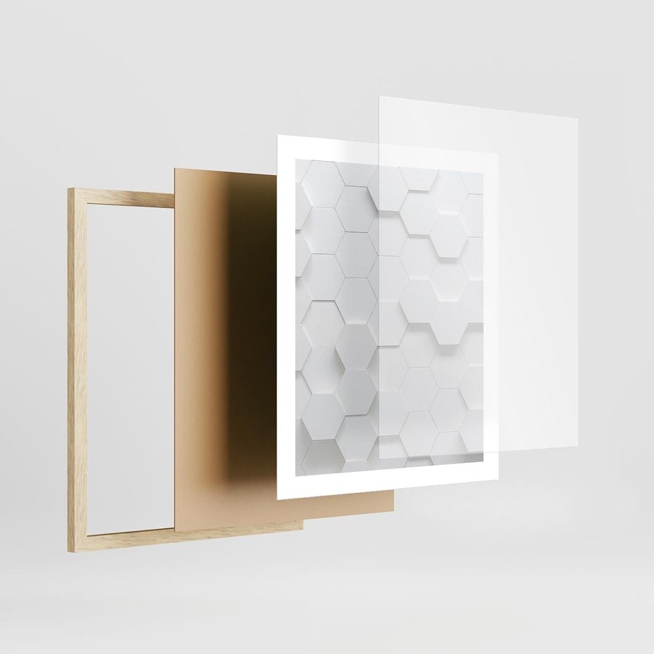 Plakat w ramie 40x50 - Intrygujący Wymiar - geometria, 3D - rama drewno