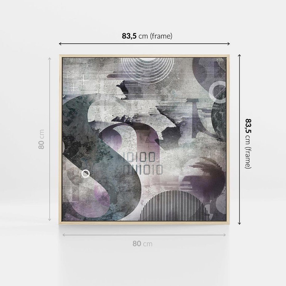 Obraz w ramie 80x80 - Nocne opowieści w barwach - typografia, abstrakcja - rama drewno