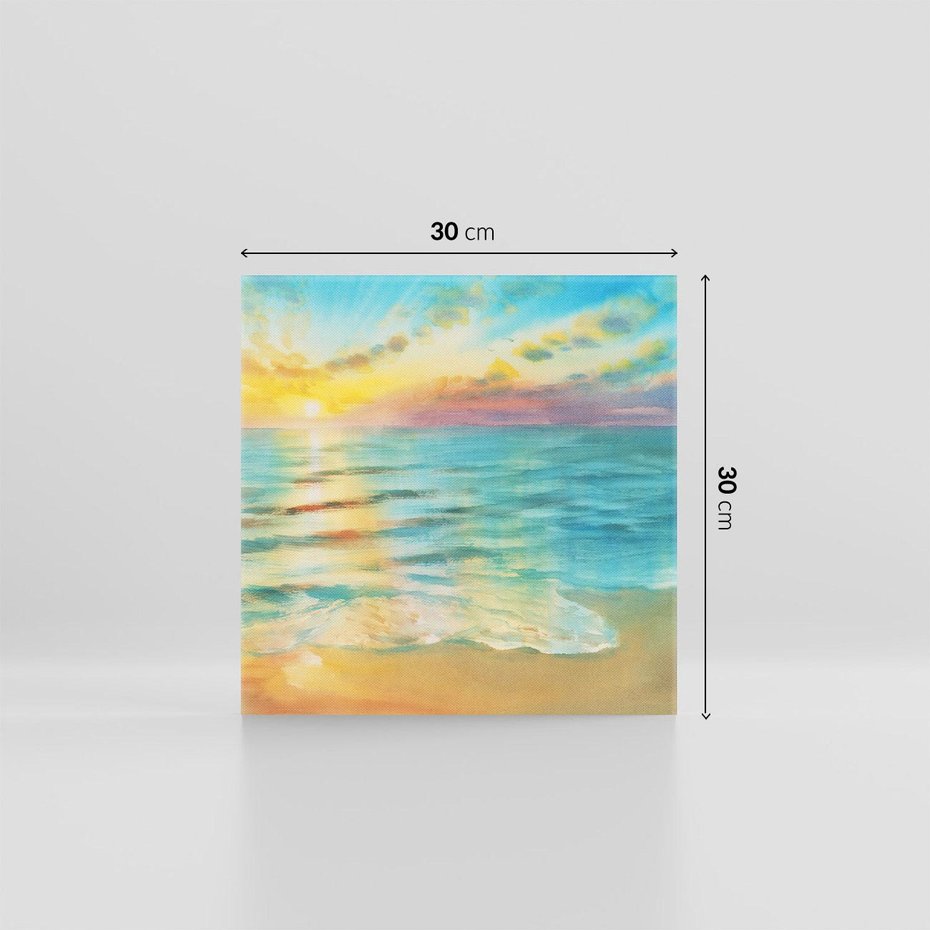 Obraz na płótnie 30x30 - Objawienie Fioletowego Świtu - fioletowy wschód słońca, słońce wschodzi nad morzem