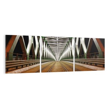 Obraz na płótnie 120x40 - Most kolejowy w nocy - most, kolej