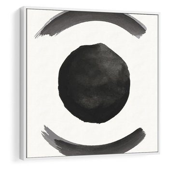Obraz w ramie 50x50 - Bezczasowe Echo - abstrakcyjne plamy okręgi, akwarelowe - rama biała