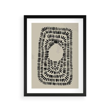 Plakat w ramie 30x40 - Zaklęte Wnętrza - boho plakat, czarne kropki kreski - rama czarna