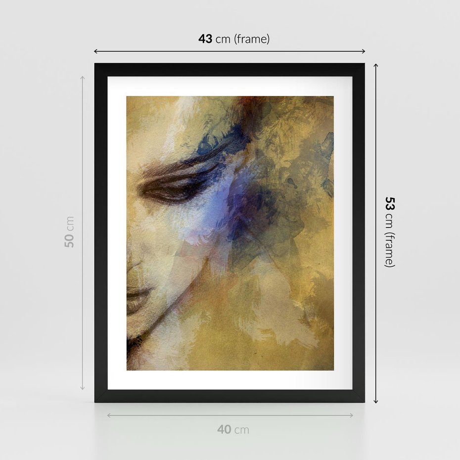 Plakat w ramie 40x50 - Graficzna ekspresja kobiecego portretu - portret, grafika - rama czarna