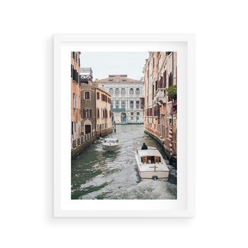 Plakat w ramie 50x70 - Wenecja na Twojej Ścianie - wenecja, kanały - rama biała