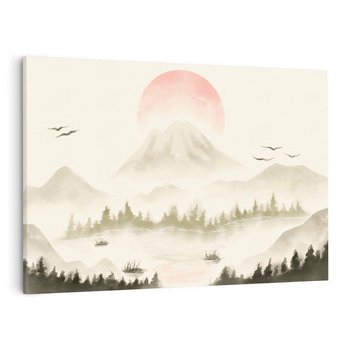 Obraz na płótnie 120x80 - Przyroda Japonii - japońska akwarela, góry