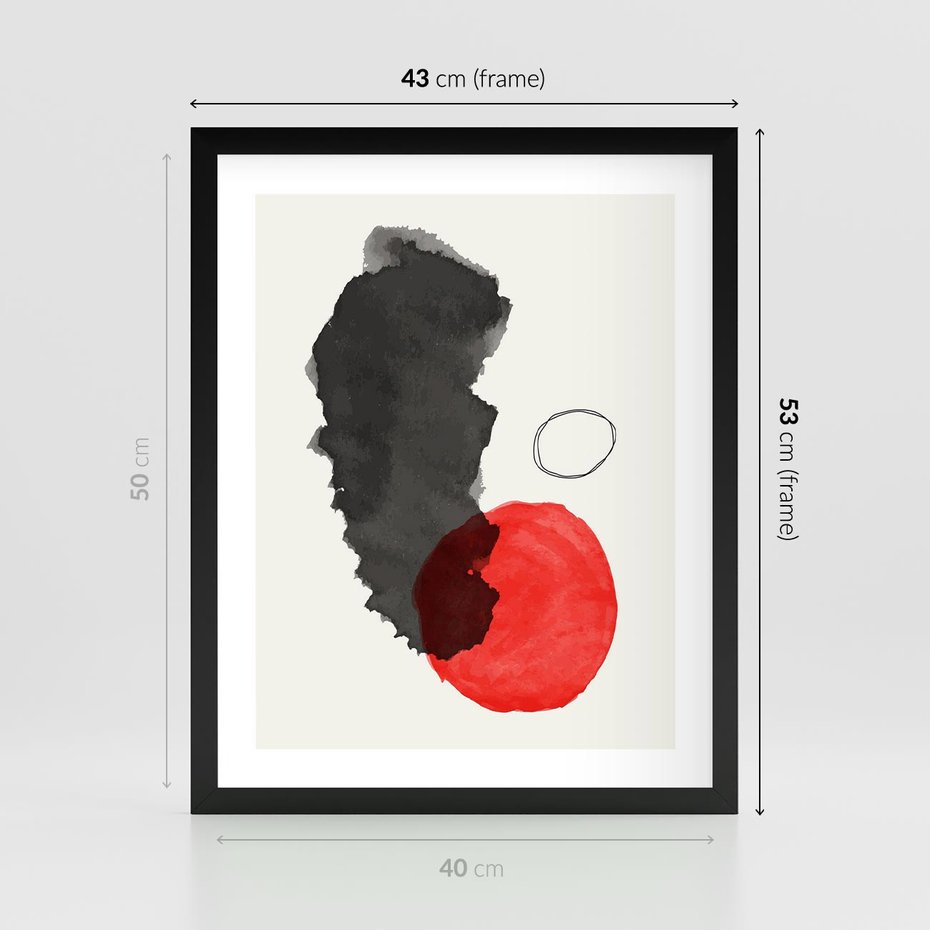 Plakat w ramie 40x50 - Wibracje Linii - abstrakcyjne nieregularne plamy, czarny - rama czarna