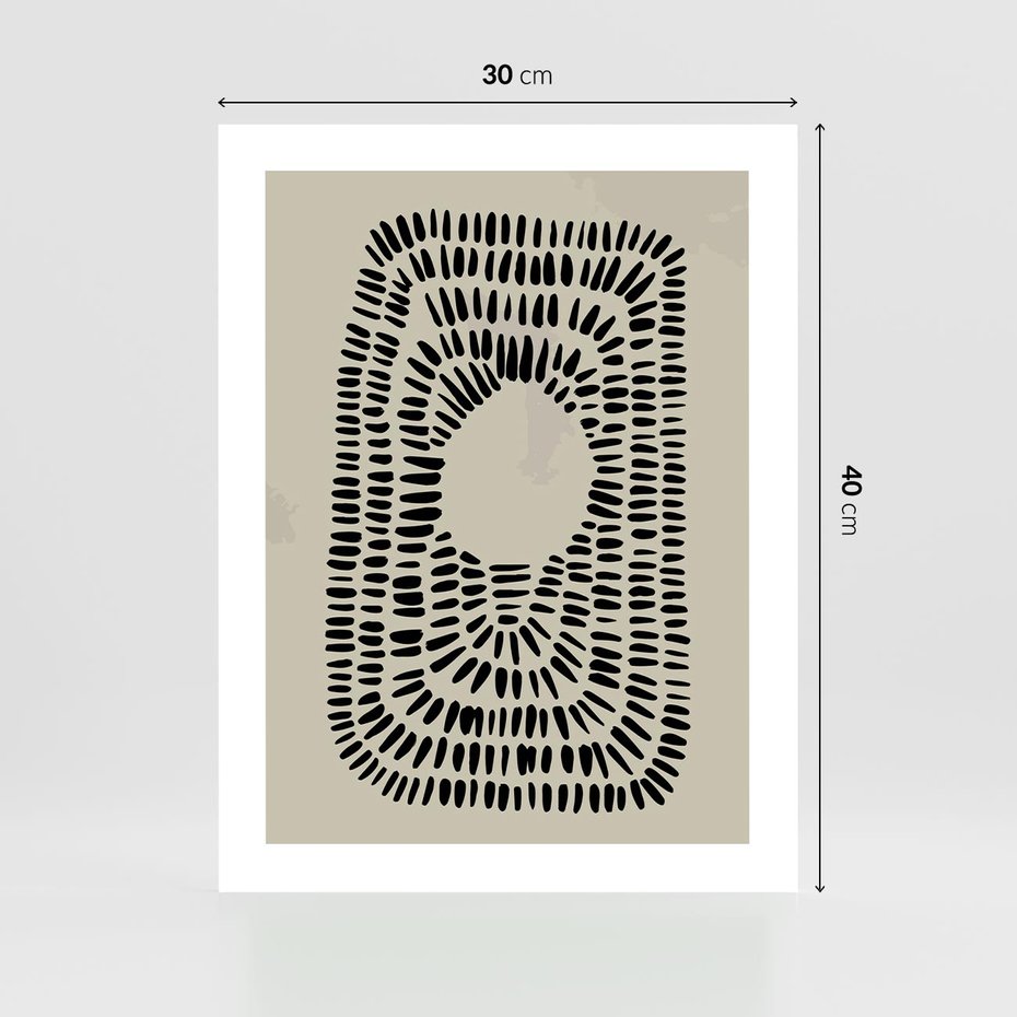 Plakat bez ramy 30x40 - Zaklęte Wnętrza - boho plakat, czarne kropki kreski