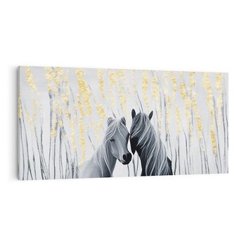 Obraz na płótnie 120x60 - Boho Marzenie - nowoczesna grafika, białe konie