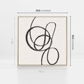 Obraz w ramie 50x50 - Migotliwa Kreatywność - abstrakcyjne szkicowane linie, minimalizm - rama drewno