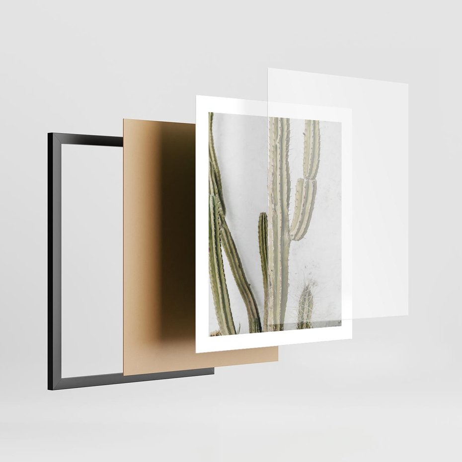 Plakat w ramie 40x50 - Kaktus w Stylu Boho - kaktus, roślina tropikalna - rama czarna