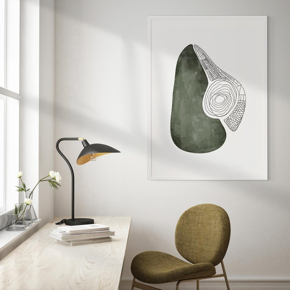 Plakat w ramie 30x40 - Owocowe Boho Inspiracje - minimalistyczny plakat, gruszka - rama biała