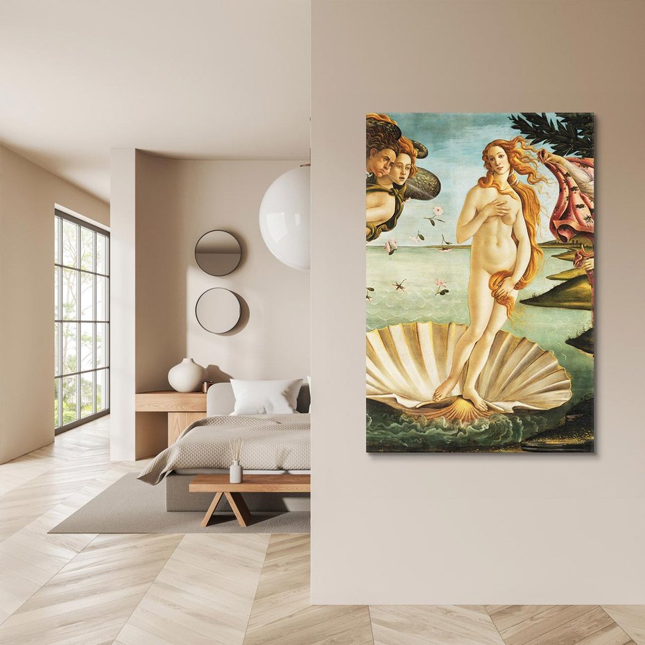 Obraz na płótnie 80x120 - "Narodziny Wenus" (1485), Sandro Botticelli - Reprodukcja - reprodukcja, obraz na płótnie