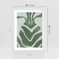 Plakat w ramie 30x40 - Zieleń Odpoczynku - zielony plakat, nieregularne splątane linie - rama biała