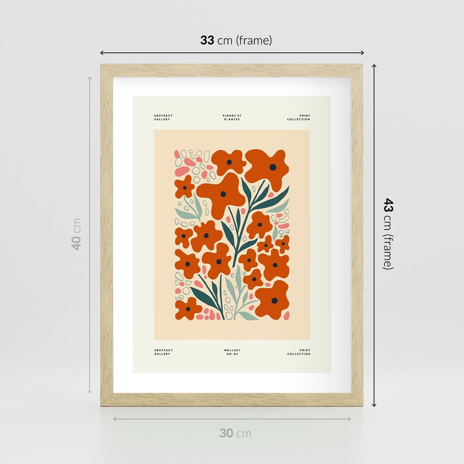 Plakat w ramie 30x40 - Refleksje Kolorowych Tajemnic - kwiaty, kompozycja - rama drewno