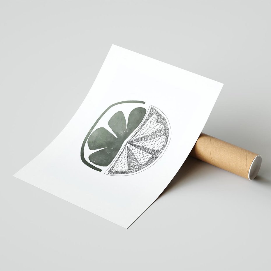 Plakat bez ramy 21x30 - Cytrynowe Echo - minimalistyczny plakat, cytryna