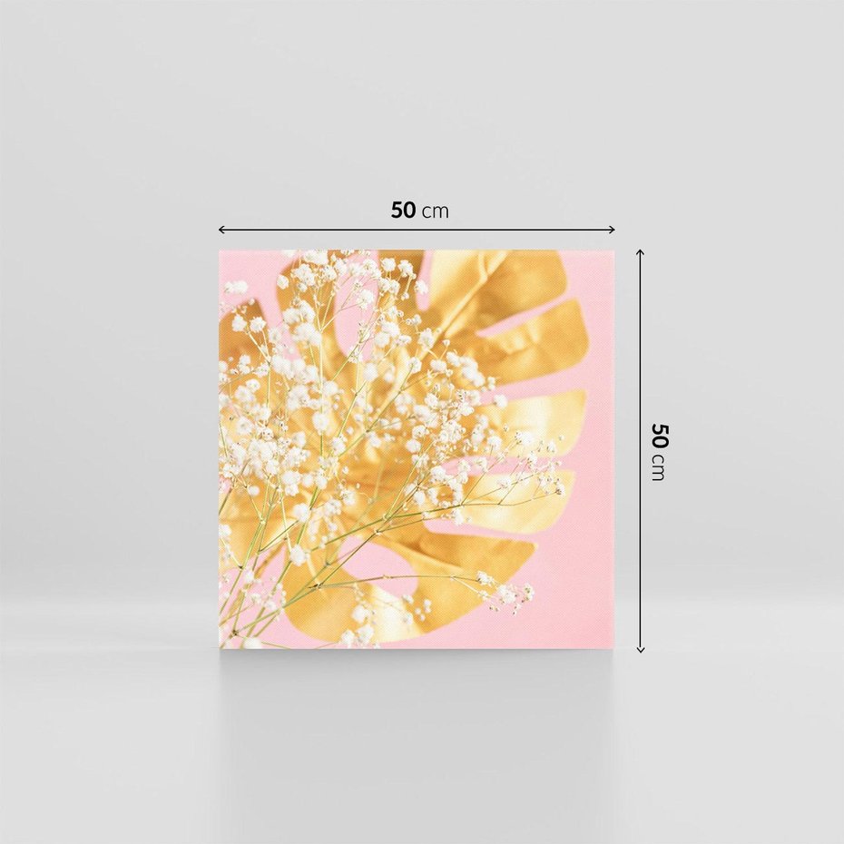 Obraz na płótnie 50x50 - : Elegancja w Złocie - złote, liście